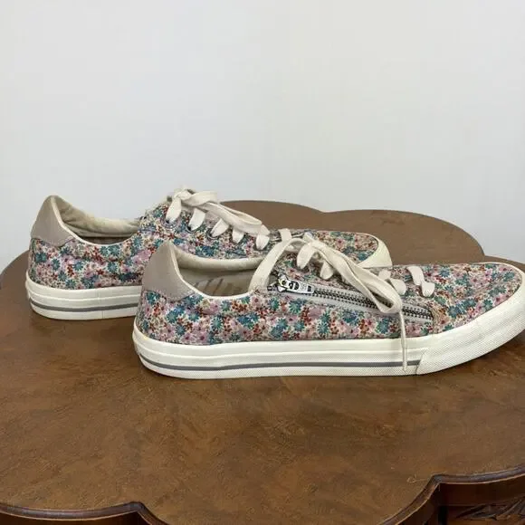 Taos Multicolor Floral Pattern Lace Up or Zip Closure Sneaker Womens Size 10.5 - Picture 4 of 7